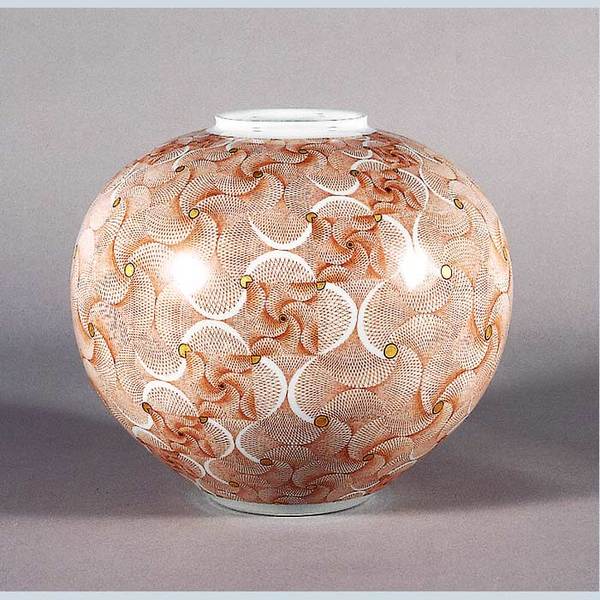 赤絵　壺 赤絵ちょうちん壺