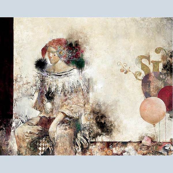 絵画　ピエロ　油絵 ピエロの絵画 3号油絵 額サイズ35cm×40cm 額付・税込・送料無料