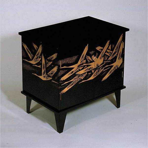 □花と昆虫・三窓・金彩透かし＊ボタン剣１８２０年〜１９２４年□額装４０cm□ 村上俊彦・村上邦彦『金彩龍鳳凰更紗紋花瓶』 | 東京書芸館公式通販